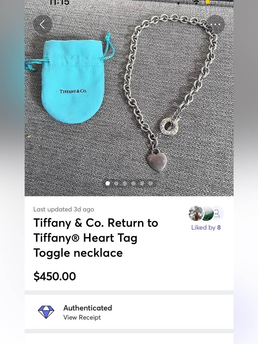 Tiffany & Co. Silver Return to Tiffany® Heart Tag Toggle Necklace wit Blue Pouch - Picture 8 of 8